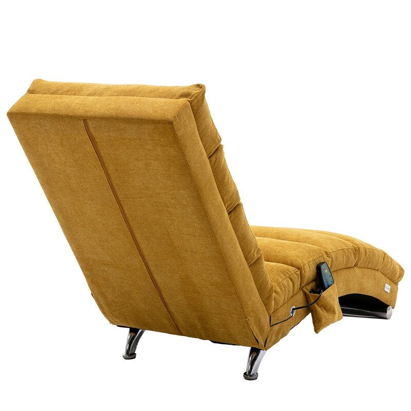 Fauteuil de massage inclinable en lin avec télécommande, fauteuil de massage électrique ergonomique, 5 modes