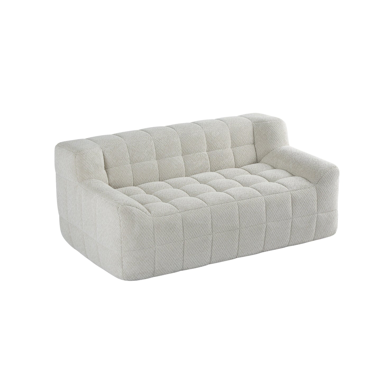 Canapé 2 places Liyasi à compression totale, velours beige litchi, aucun assemblage requis