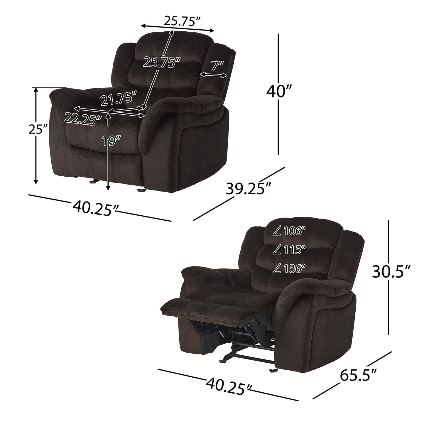 Fauteuil inclinable surdimensionné et luxueux pour une relaxation ultime