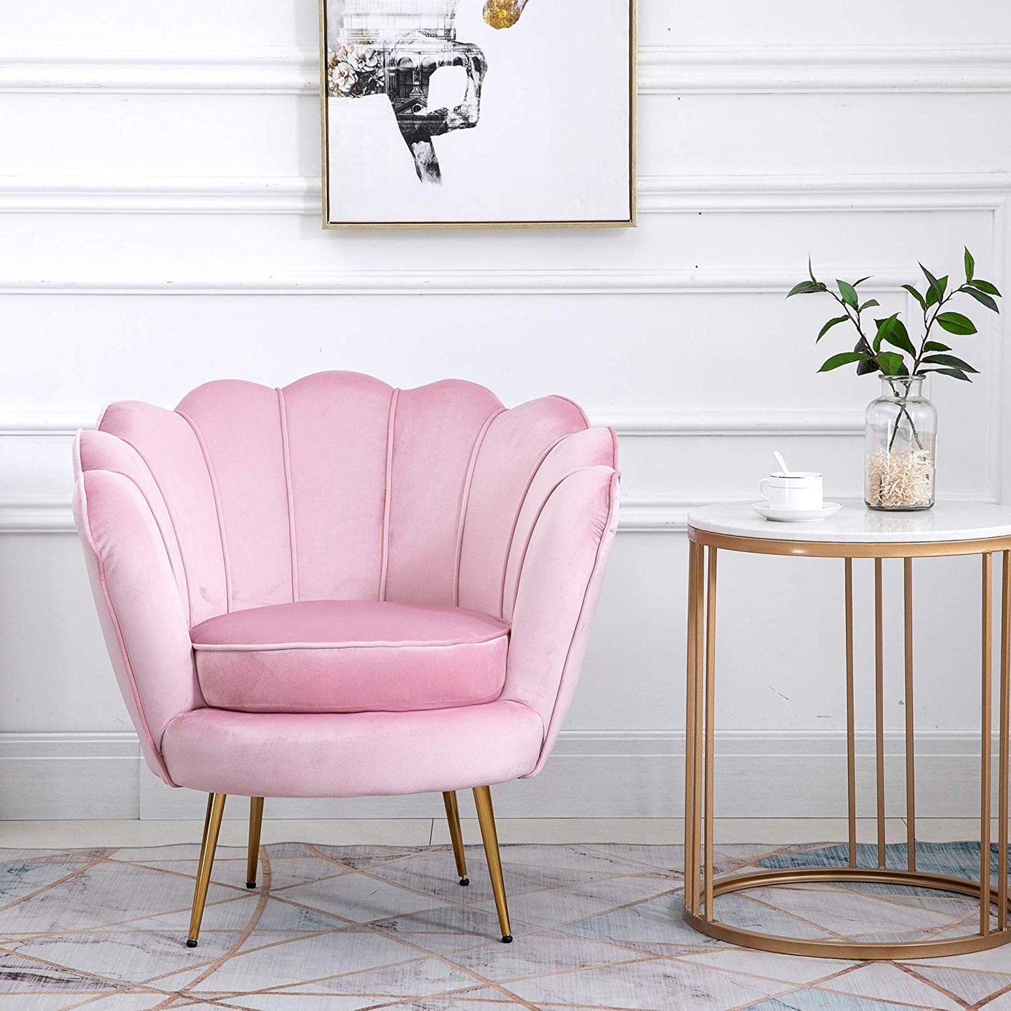 Fauteuil d'appoint Hepburn en velours rose