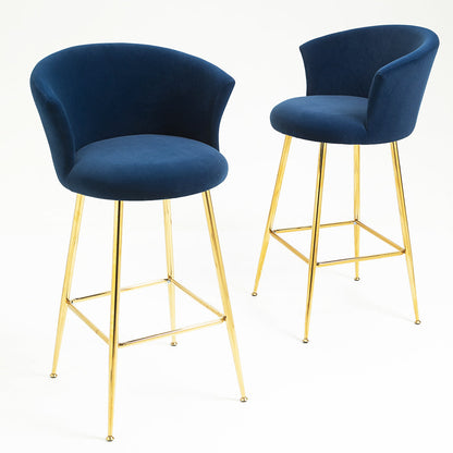 Ensemble de 2 tabourets de bar en velours bleu Kylie