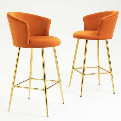 Ensemble de 2 tabourets de bar en velours orange Kylie