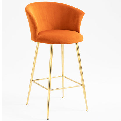 Ensemble de 2 tabourets de bar en velours orange Kylie