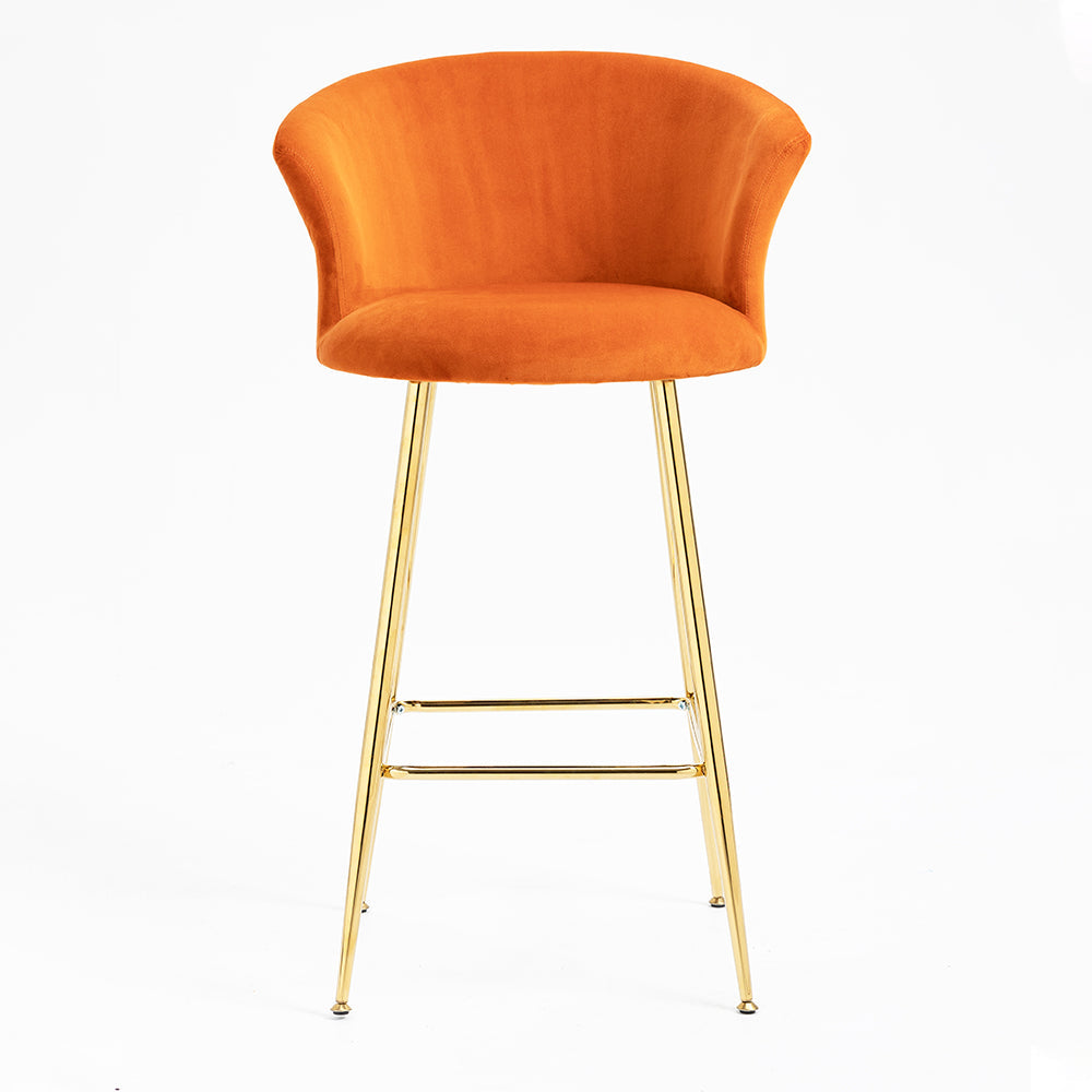 Ensemble de 2 tabourets de bar en velours orange Kylie