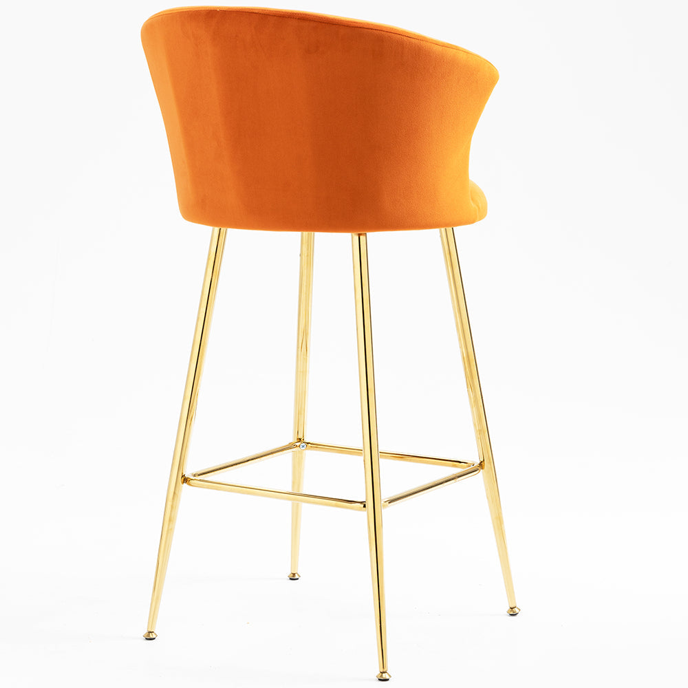 Ensemble de 2 tabourets de bar en velours orange Kylie