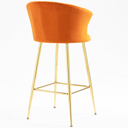 Ensemble de 2 tabourets de bar en velours orange Kylie