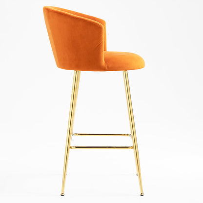 Ensemble de 2 tabourets de bar en velours orange Kylie