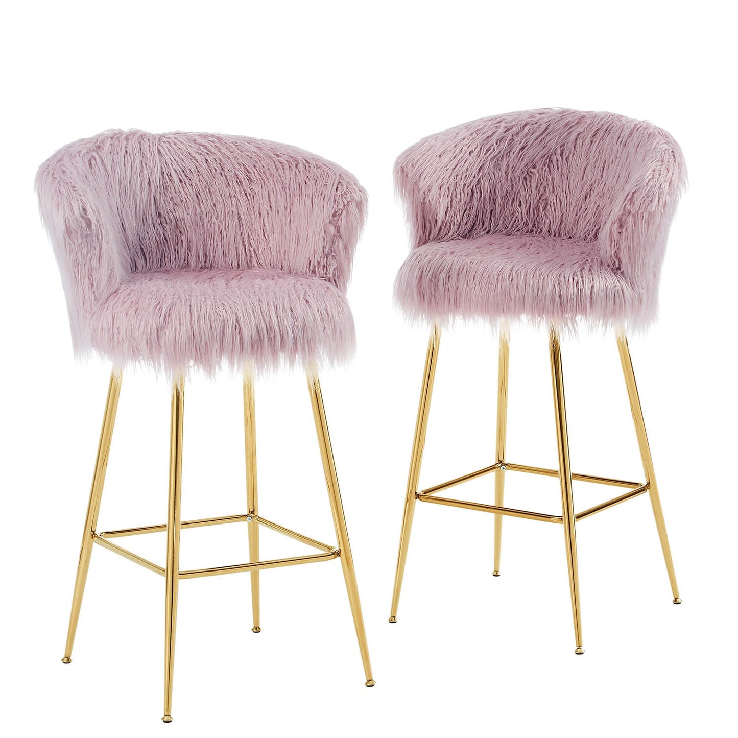 Lot de 2 tabourets de bar en fausse fourrure rose Kylie