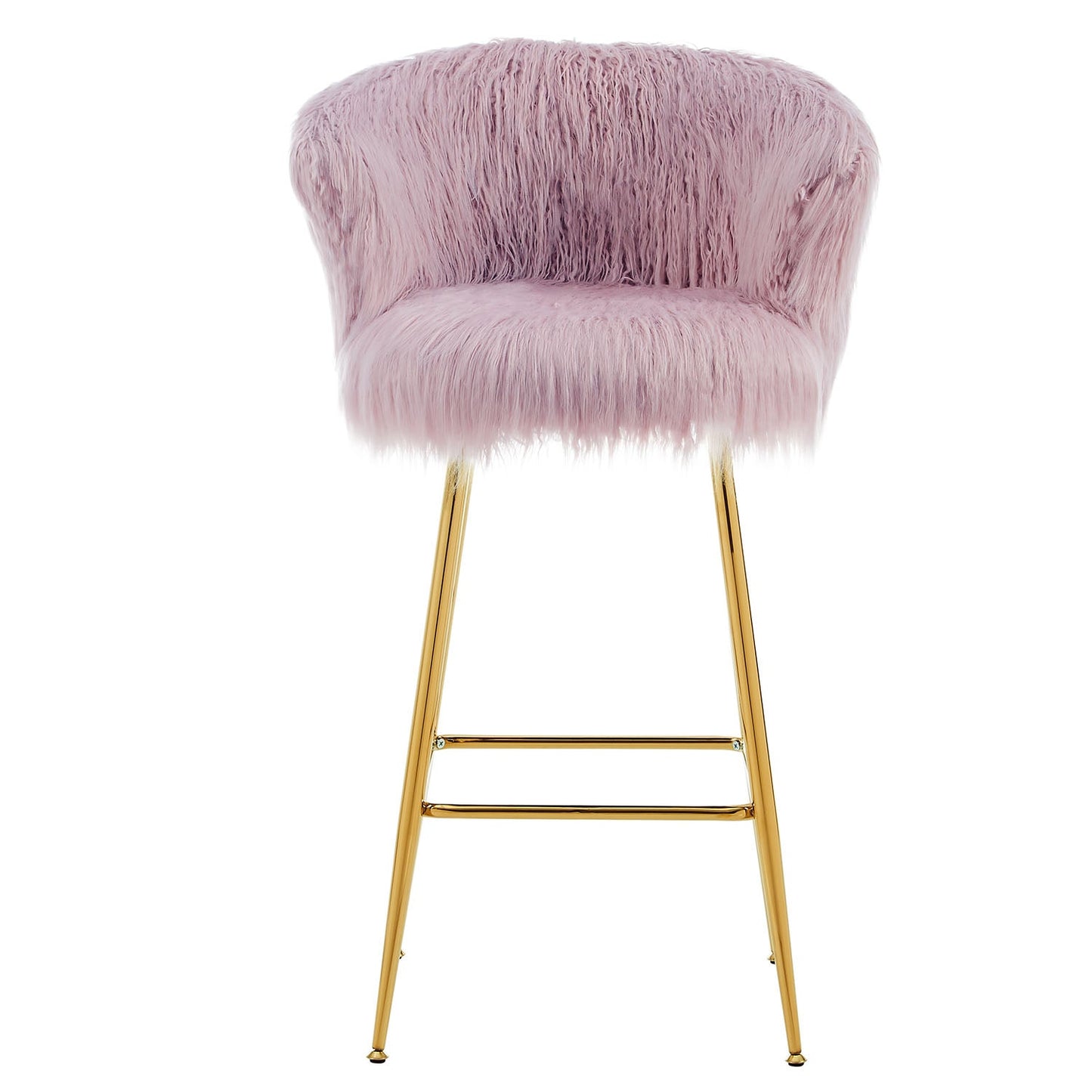 Lot de 2 tabourets de bar en fausse fourrure rose Kylie