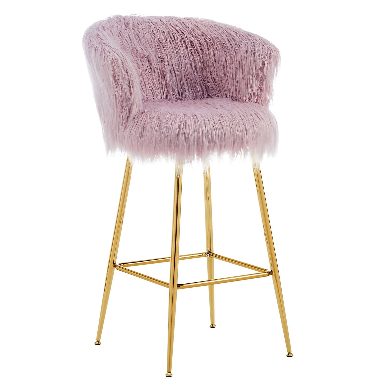 Lot de 2 tabourets de bar en fausse fourrure rose Kylie