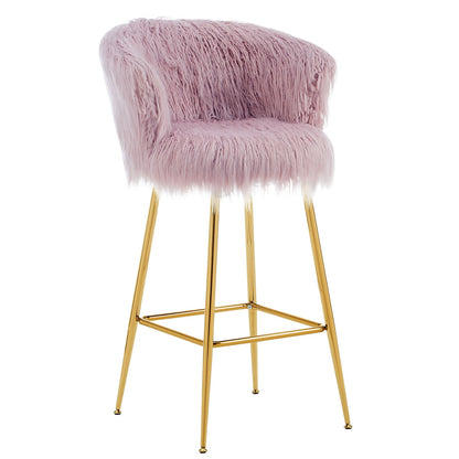 Lot de 2 tabourets de bar en fausse fourrure rose Kylie