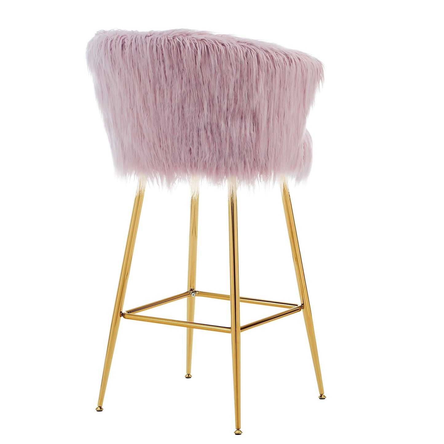 Lot de 2 tabourets de bar en fausse fourrure rose Kylie