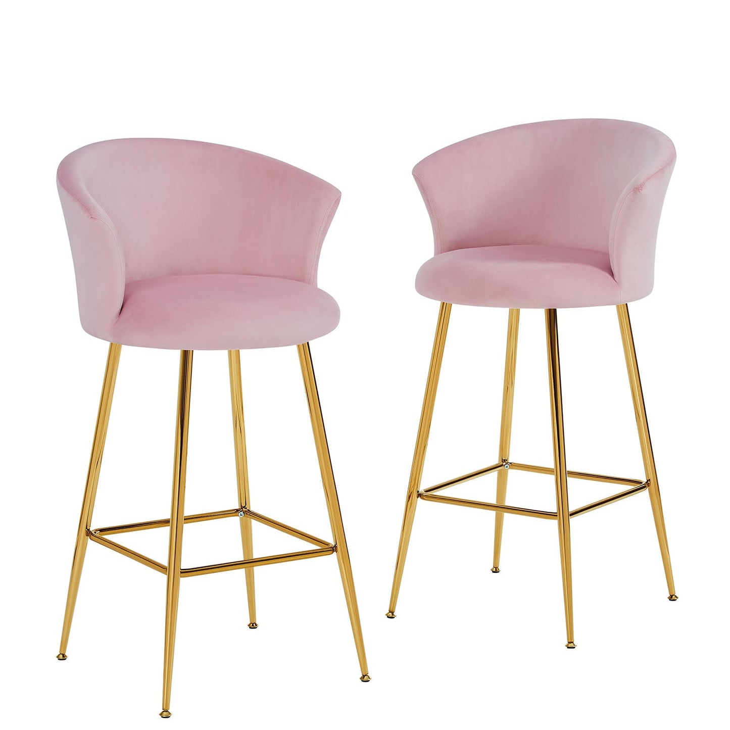 Ensemble de 2 tabourets de bar en velours rose Kylie