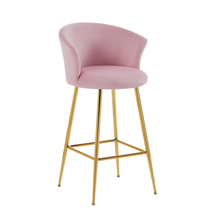 Ensemble de 2 tabourets de bar en velours rose Kylie