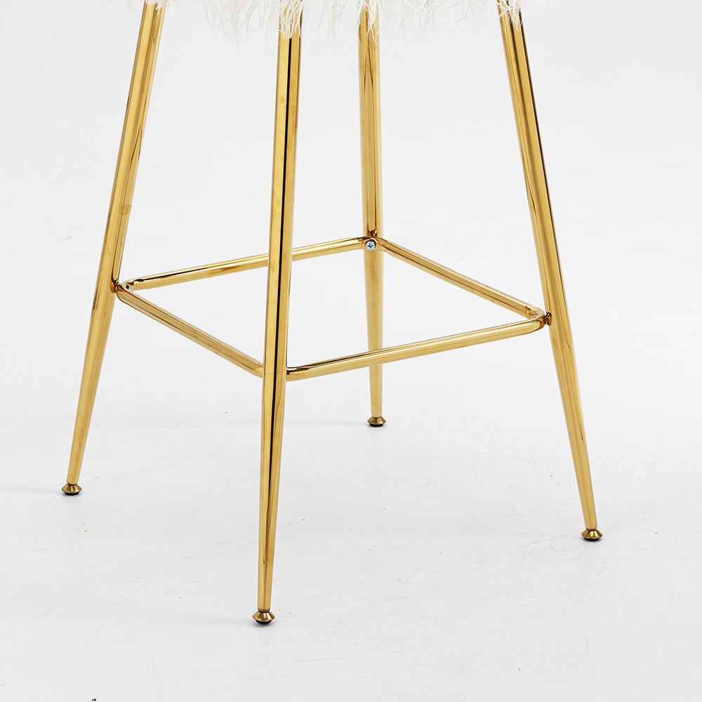 Ensemble de 2 tabourets de bar Kylie en fausse fourrure blanche et pelucheuse