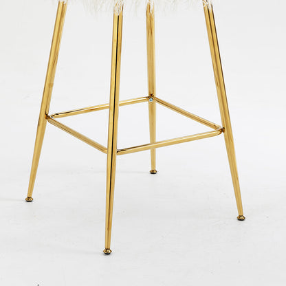 Ensemble de 2 tabourets de bar Kylie en fausse fourrure blanche et pelucheuse