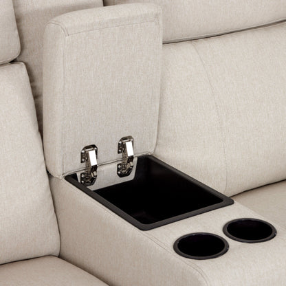 Canapé inclinable électrique MCombo 60.2 avec fonction massage et chauffage double, appui-tête réglable, ports USB et Type C, revêtement en tissu