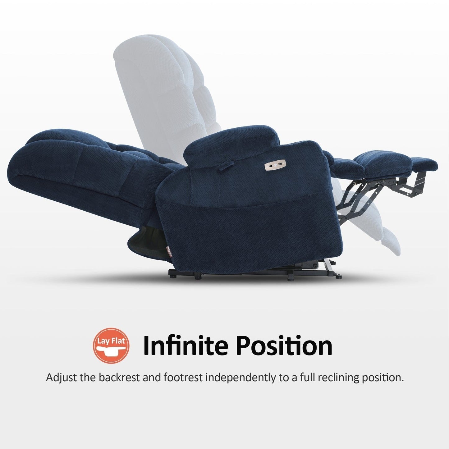 Fauteuil releveur électrique double moteur MCombo grand format avec massage et double chauffage pour personnes âgées de grande taille, tissu R7635