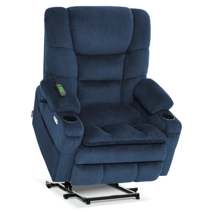 Fauteuil releveur électrique double moteur MCombo grand format avec massage et double chauffage pour personnes âgées de grande taille, tissu R7635