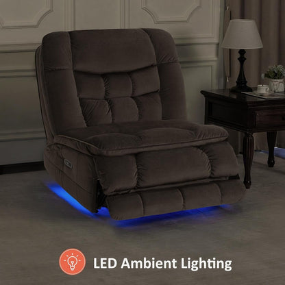 Fauteuil inclinable électrique sans accoudoirs à double moteur MCombo surdimensionné, modèle Zeroarms, idéal pour le salon, tissu PR607