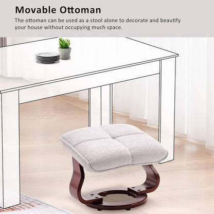 Ensemble MCombo de 2 fauteuils inclinables pivotants avec repose-pieds et coussin cervical, en tissu chenille