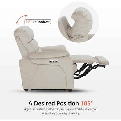 Fauteuil inclinable électrique MCombo Zero Wall-Hugger avec appui-tête réglable, idéal pour les petits espaces et les camping-cars, tissu ST257