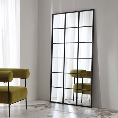 Miroir industriel Chardwell en métal pleine longueur 180 x 100 cm, noir