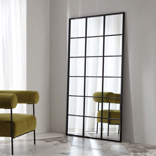 Miroir industriel Chardwell en métal pleine longueur 180 x 100 cm, noir