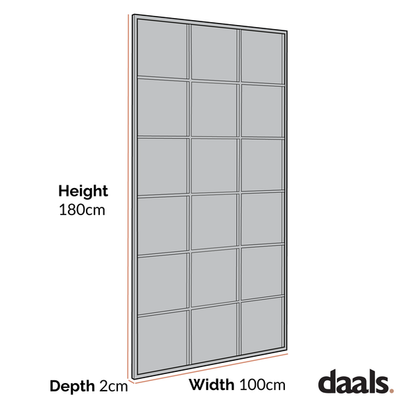 Miroir industriel Chardwell en métal pleine longueur 180 x 100 cm, noir