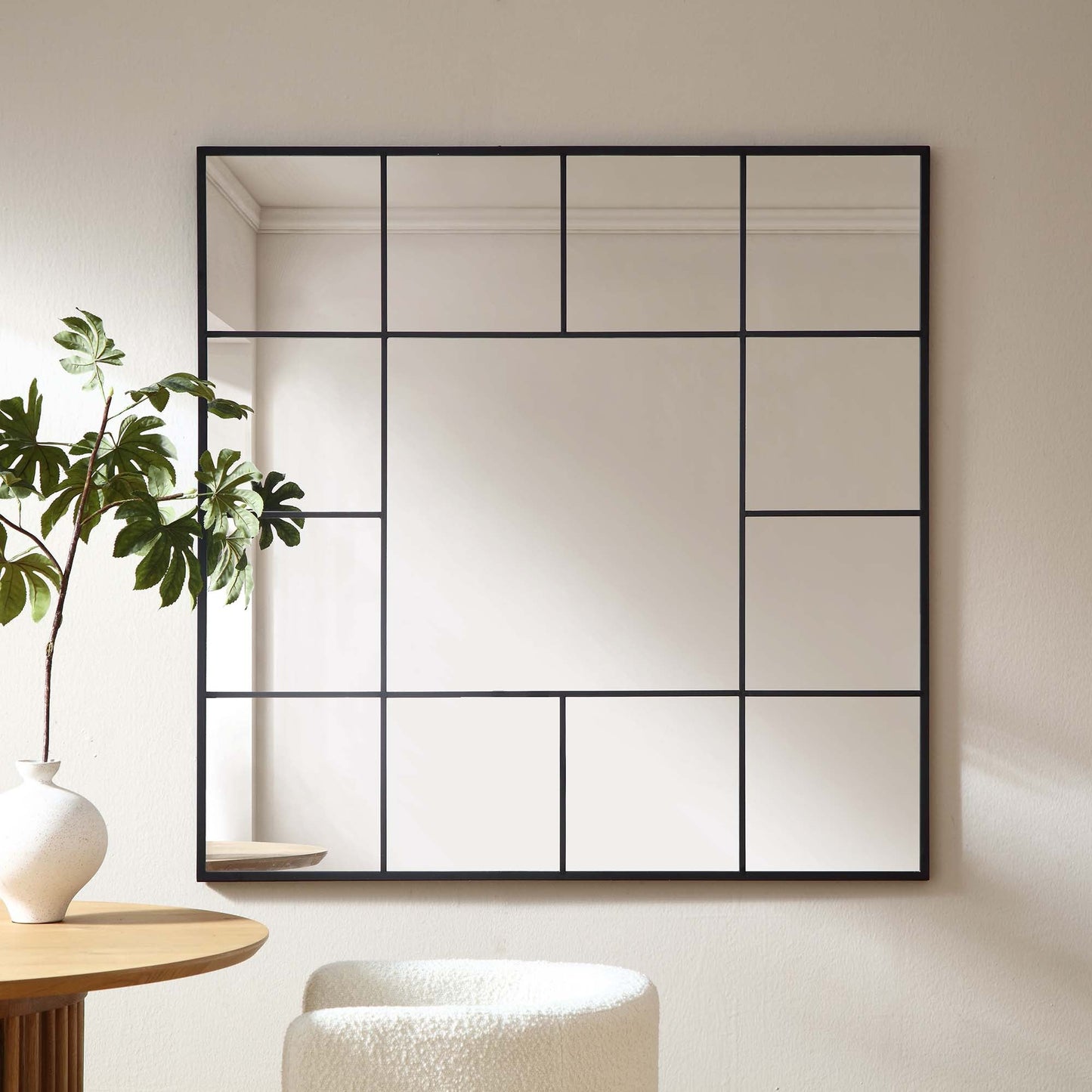 Miroir industriel en métal Herbert 120 x 120 cm, noir