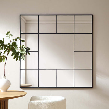 Miroir industriel en métal Herbert 120 x 120 cm, noir