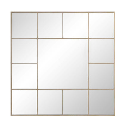 Miroir industriel en métal Herbert 120 x 120 cm, effet argent vieilli