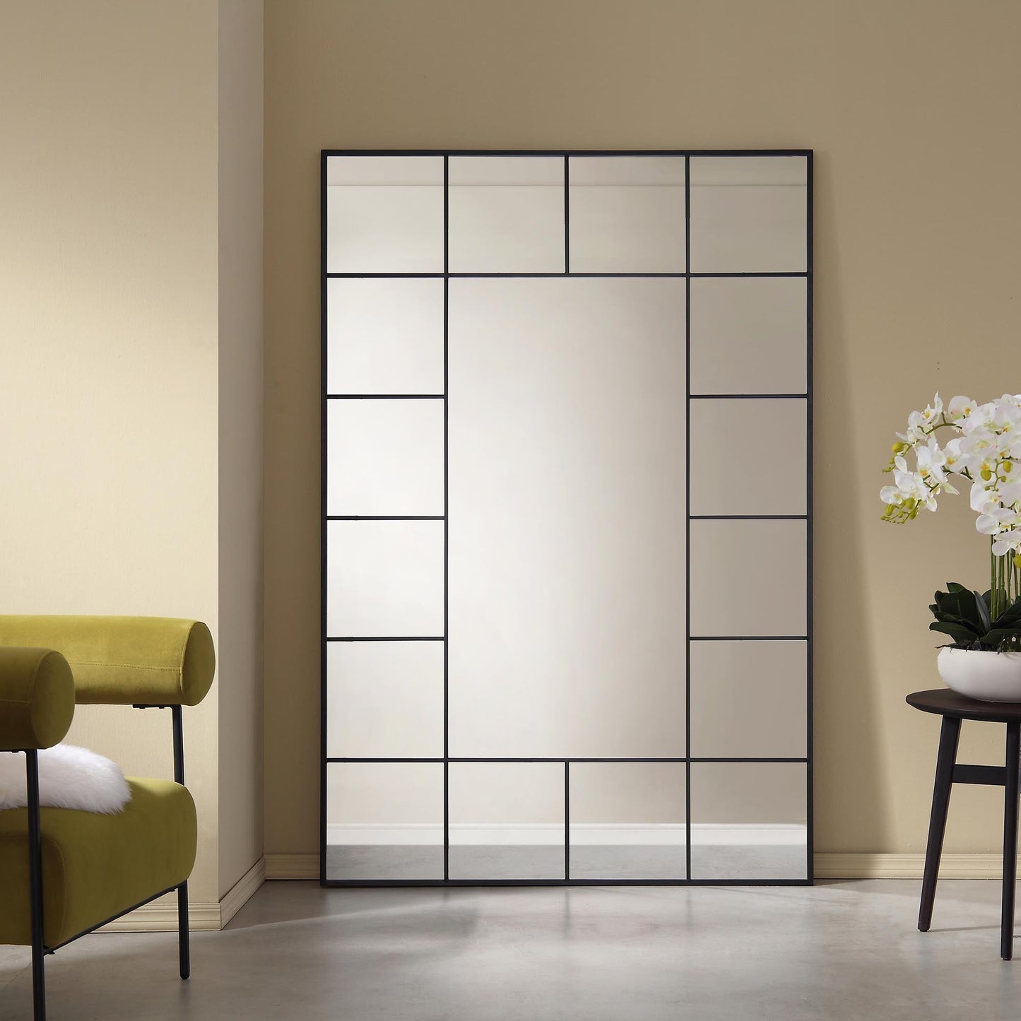 Miroir pleine longueur Herbert avec cadre en métal, 180 x 120 cm, noir