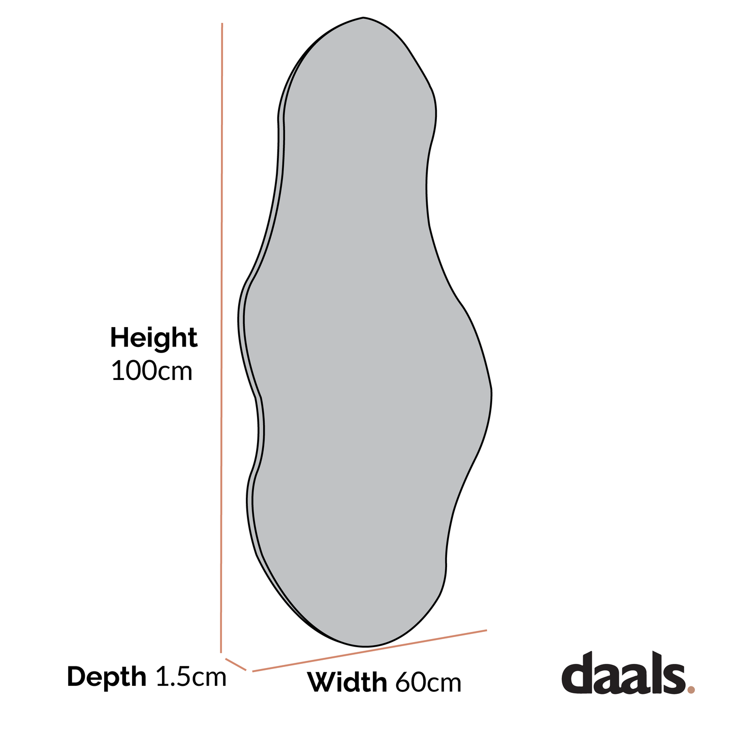 Miroir de bassin sans cadre de forme irrégulière Bala 100 x 60 cm