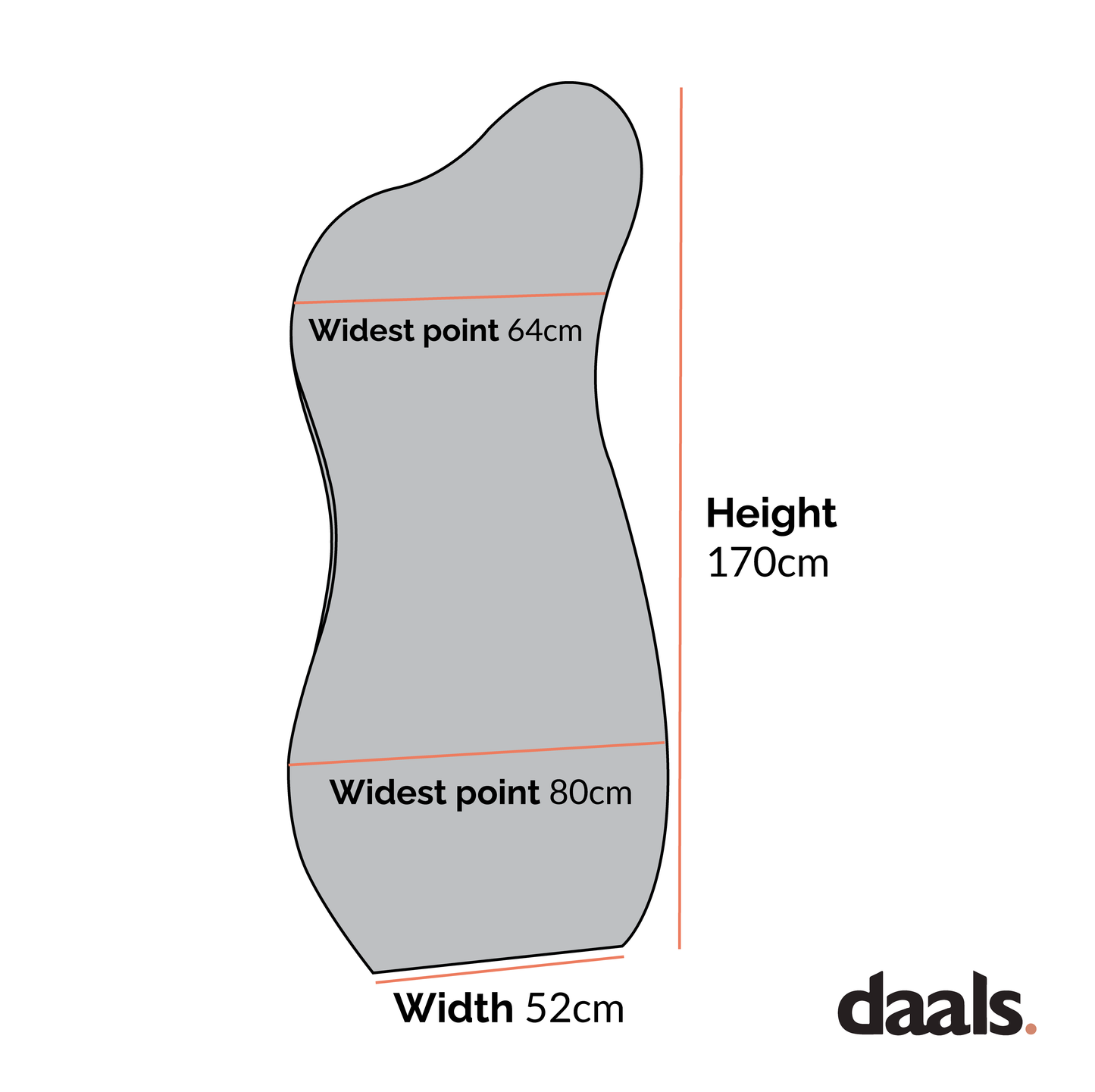 Miroir de bassin Bala de forme irrégulière sans cadre sur toute la longueur 170 x 80 cm
