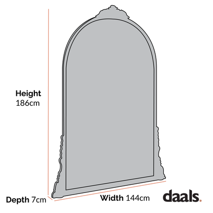 Miroir Mirabel pleine longueur 186 x 144 cm, effet or antique