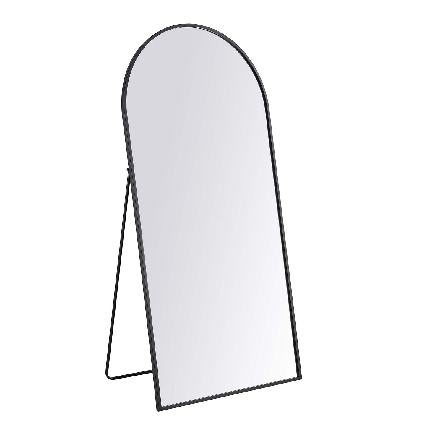 Miroir sur pied arqué Dina avec cadre en métal, 160 x 76 cm, noir