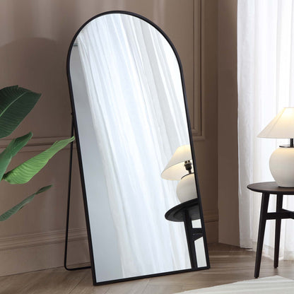 Miroir sur pied arqué Dina avec cadre en métal, 160 x 76 cm, noir