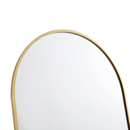 Miroir sur pied Dina, cadre métallique arqué, 160 x 76 cm, effet doré