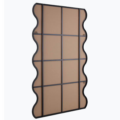 Miroir pleine longueur incurvé Luisa Wavy 180 x 110 cm, noir