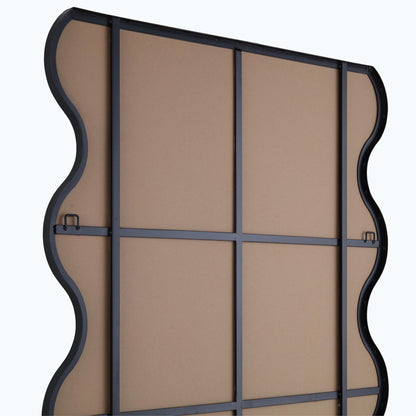 Miroir pleine longueur incurvé Luisa Wavy 180 x 110 cm, noir