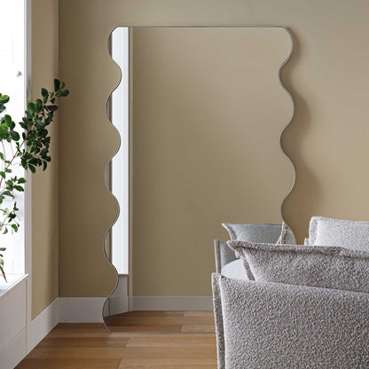 Miroir pleine longueur incurvé Luisa Wavy 180 x 110 cm, blanc