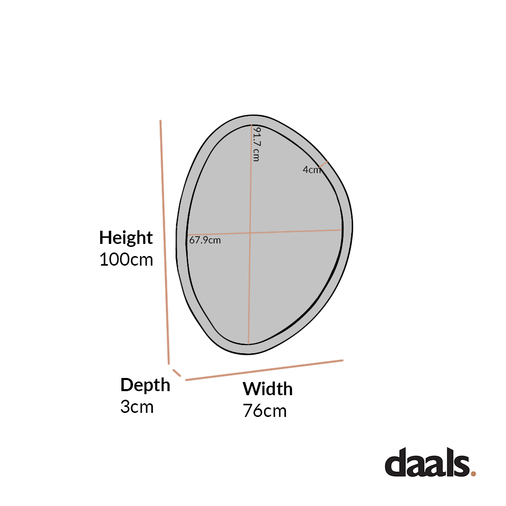 Miroir mural irrégulier en bois de galets Edo 100 x 76 cm, noyer