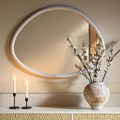 Miroir mural en bois irrégulier Edo 100 x 76 cm, blanc délavé