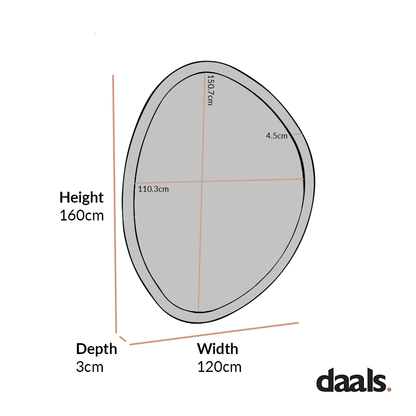 Grand miroir en bois Edo Irregular Pebble 160 x 120 cm, blanc délavé