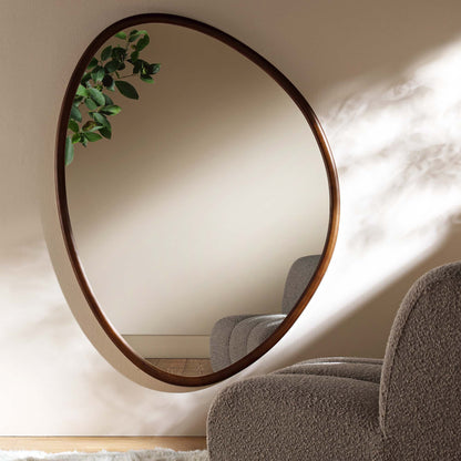 Grand miroir en bois Edo Irregular Pebble 160 x 120 cm, noyer