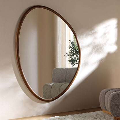Grand miroir en bois Edo Irregular Pebble 160 x 120 cm, noyer