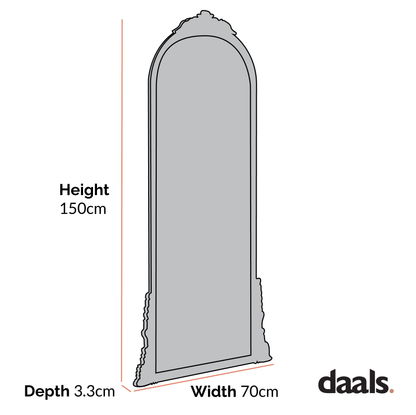 Miroir Mirabel pleine longueur 150 x 70 cm, effet or antique