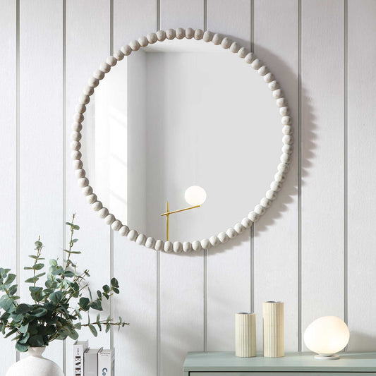Miroir mural rond Luna Bobbin 77 x 77 cm, blanc délavé