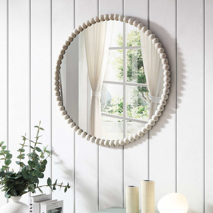 Miroir mural rond Luna Bobbin 77 x 77 cm, blanc délavé